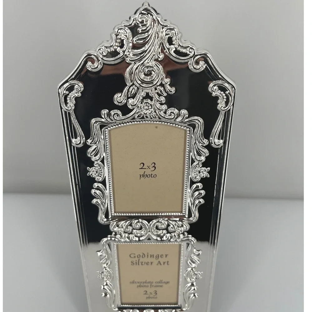 Godinger 20th Century Baroque Silver Plated Collage Frame 2x3 Vintage Ornate